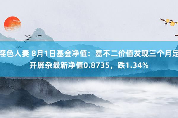 淫色人妻 8月1日基金净值：嘉不二价值发现三个月定开羼杂最新净值0.8735，跌1.34%