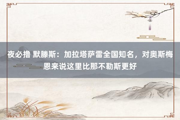 夜必撸 默滕斯：加拉塔萨雷全国知名，对奥斯梅恩来说这里比那不勒斯更好