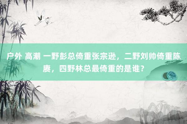 户外 高潮 一野彭总倚重张宗逊，二野刘帅倚重陈赓，四野林总最倚重的是谁？