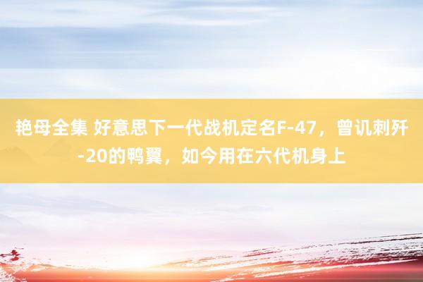 艳母全集 好意思下一代战机定名F-47，曾讥刺歼-20的鸭翼，如今用在六代机身上