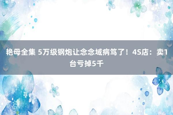 艳母全集 5万级钢炮让念念域病笃了！4S店：卖1台亏掉5千