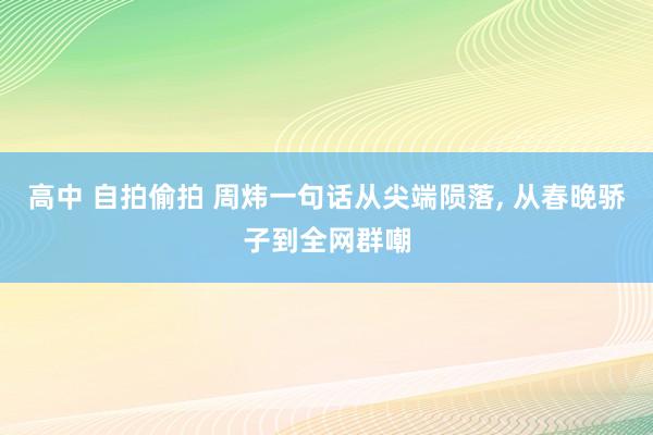 高中 自拍偷拍 周炜一句话从尖端陨落， 从春晚骄子到全网群嘲