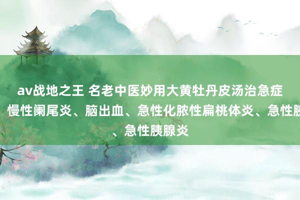 av战地之王 名老中医妙用大黄牡丹皮汤治急症：急、慢性阑尾炎、脑出血、急性化脓性扁桃体炎、急性胰腺炎