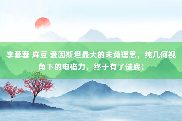 李蓉蓉 麻豆 爱因斯坦最大的未竟理思，纯几何视角下的电磁力，终于有了谜底！