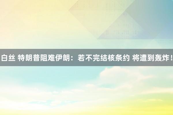 白丝 特朗普阻难伊朗：若不完结核条约 将遭到轰炸！